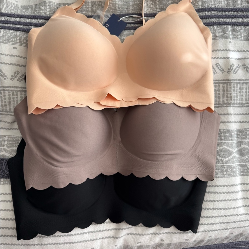 3 Set of Nursing Bras - Peach, Purple, and Black